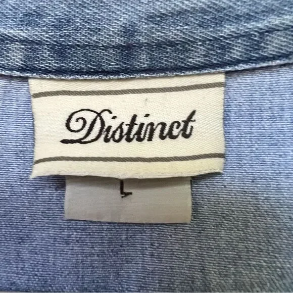 Vintage Denim Shirt Sunflower Handpainted Size Large Boho Artsy Unique Kansas - Picture 4 of 9